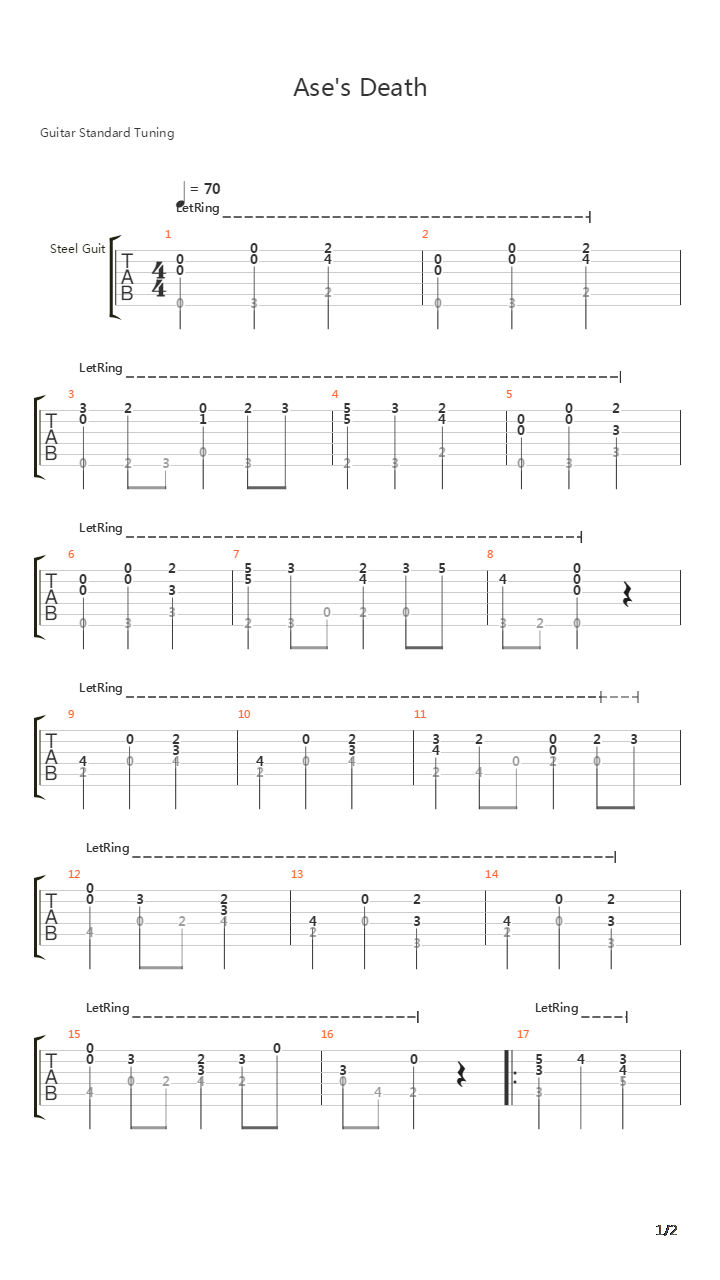 佩尔金特曲组 - Ases Death吉他谱