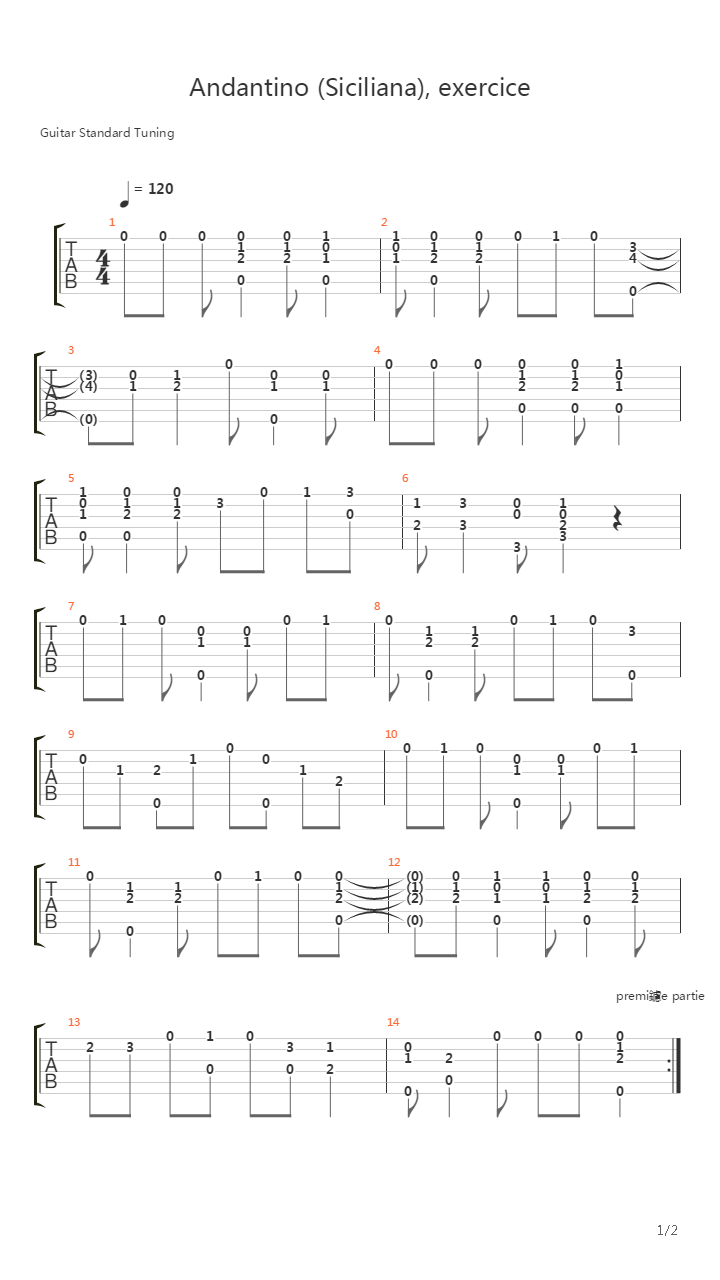 Andantino Siciliana吉他谱