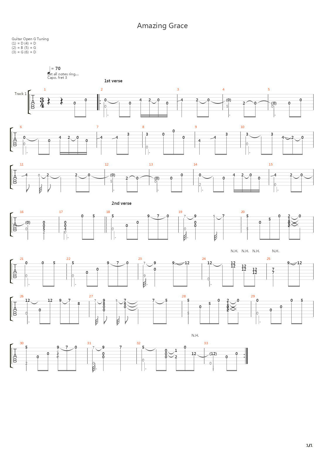 Amazing Grace吉他谱