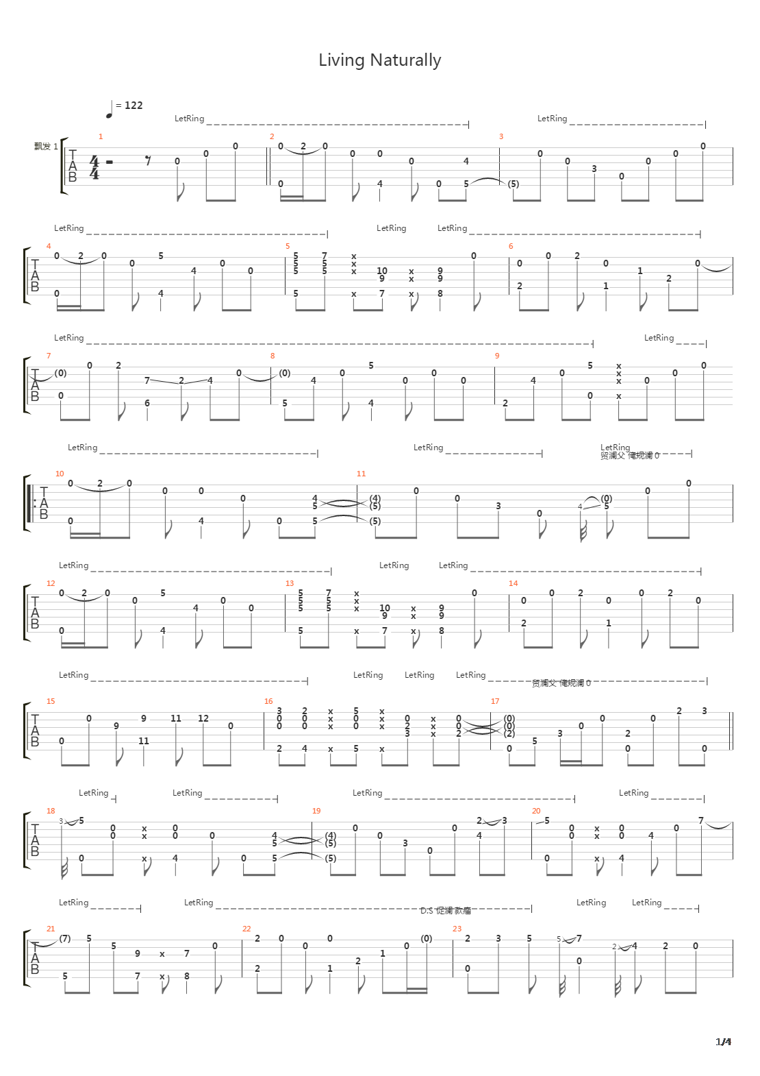 Living Naturally吉他谱