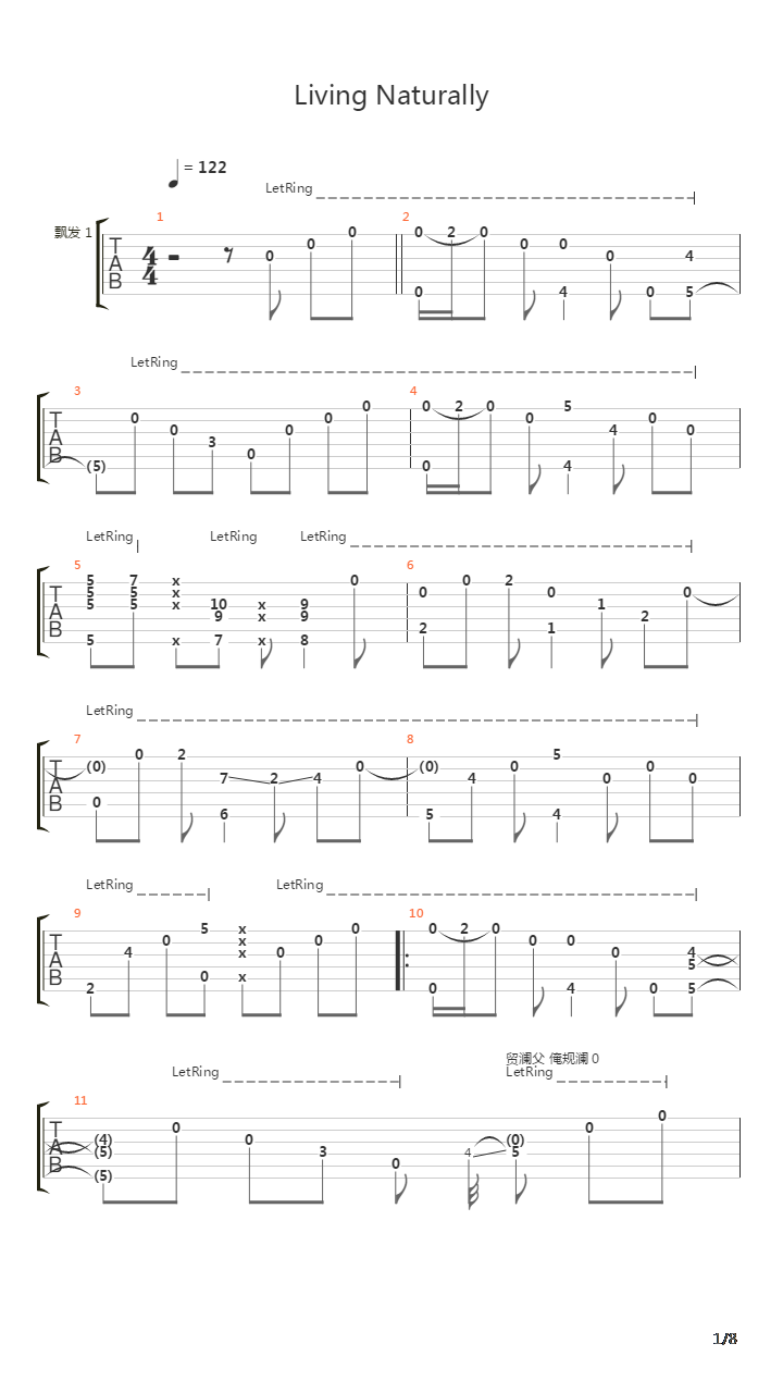 Living Naturally吉他谱