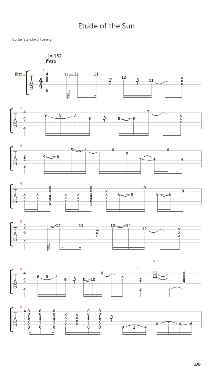 Etude of the Sun吉他谱