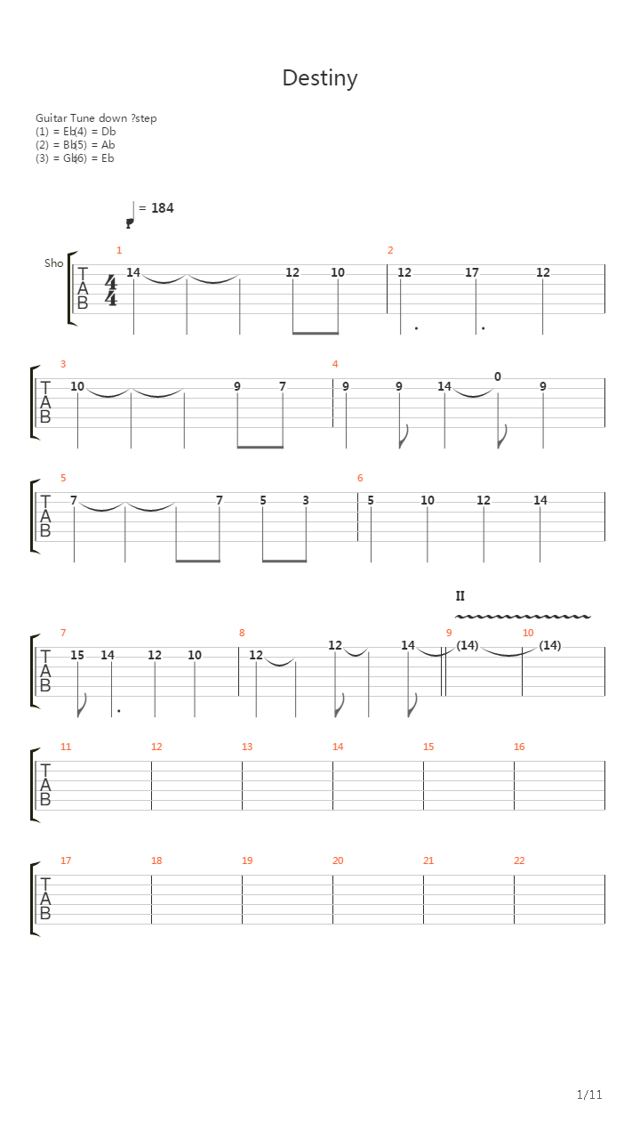DESTINY吉他谱