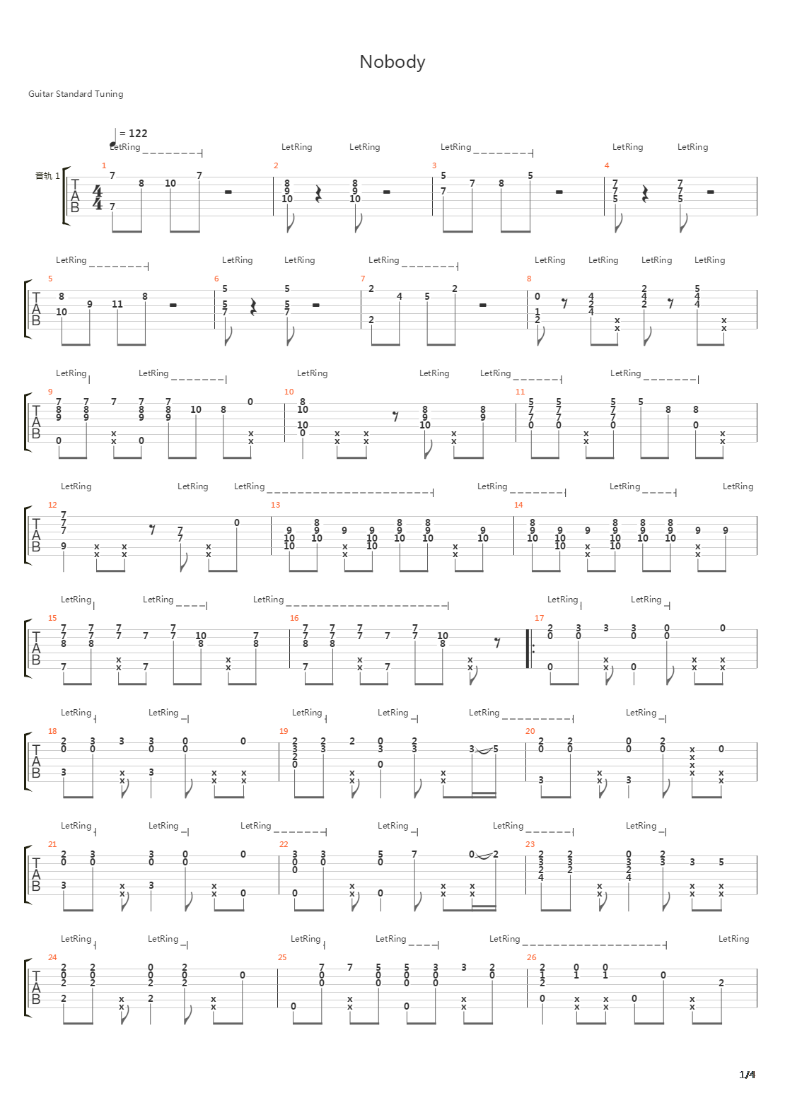 Nobody吉他谱