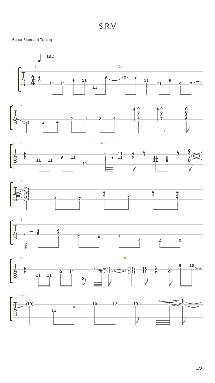 S.R.V吉他谱