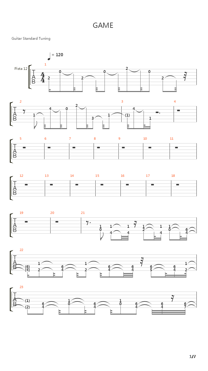 Game吉他谱