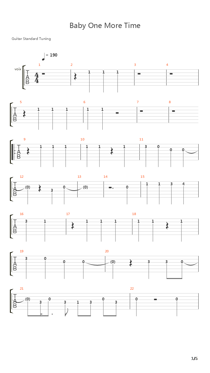 Baby One More Time吉他谱