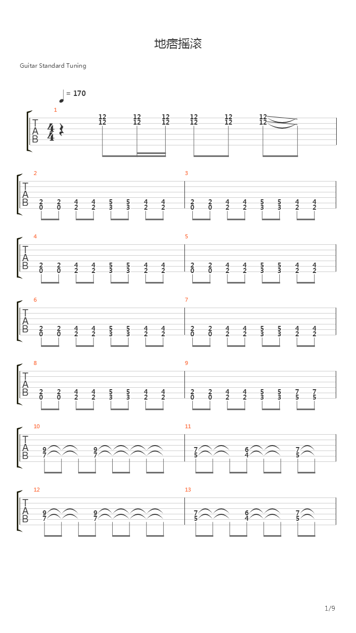 地痞摇滚（地踎摇滚）吉他谱