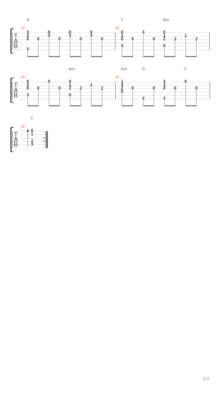 我和你吉他谱