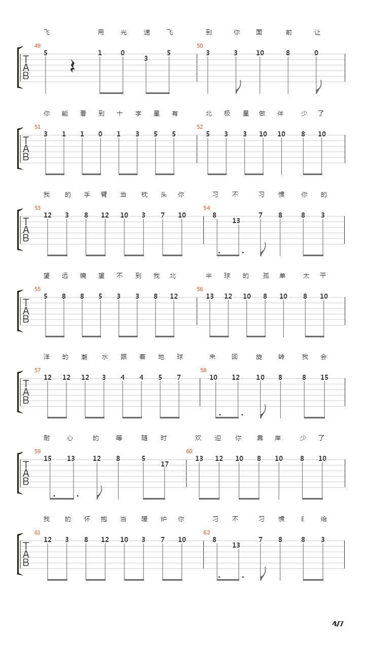 孤单北半球吉他谱