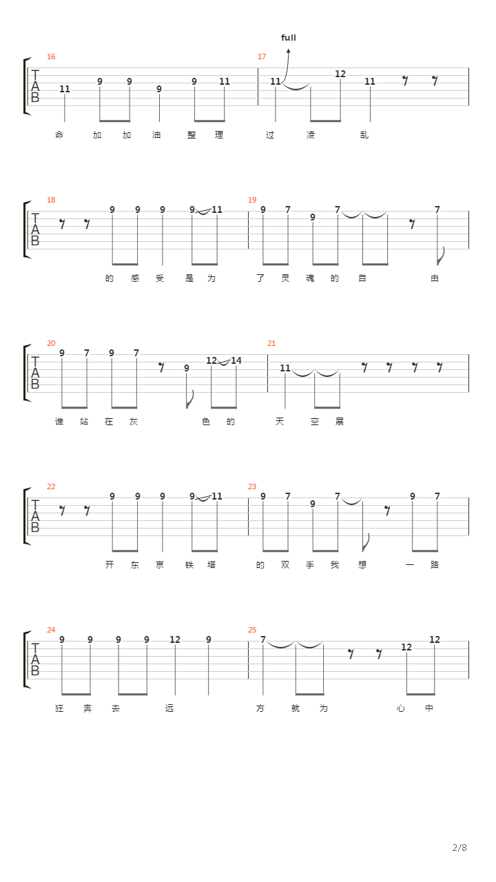 东京铁塔(唐波&蓝蓝乐团)吉他谱