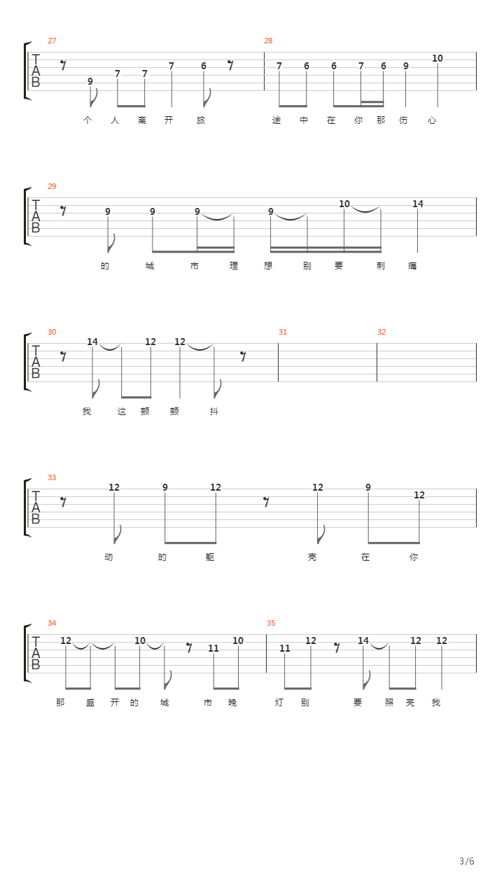 在你那盛开的城市(唐波&蓝蓝乐团)吉他谱