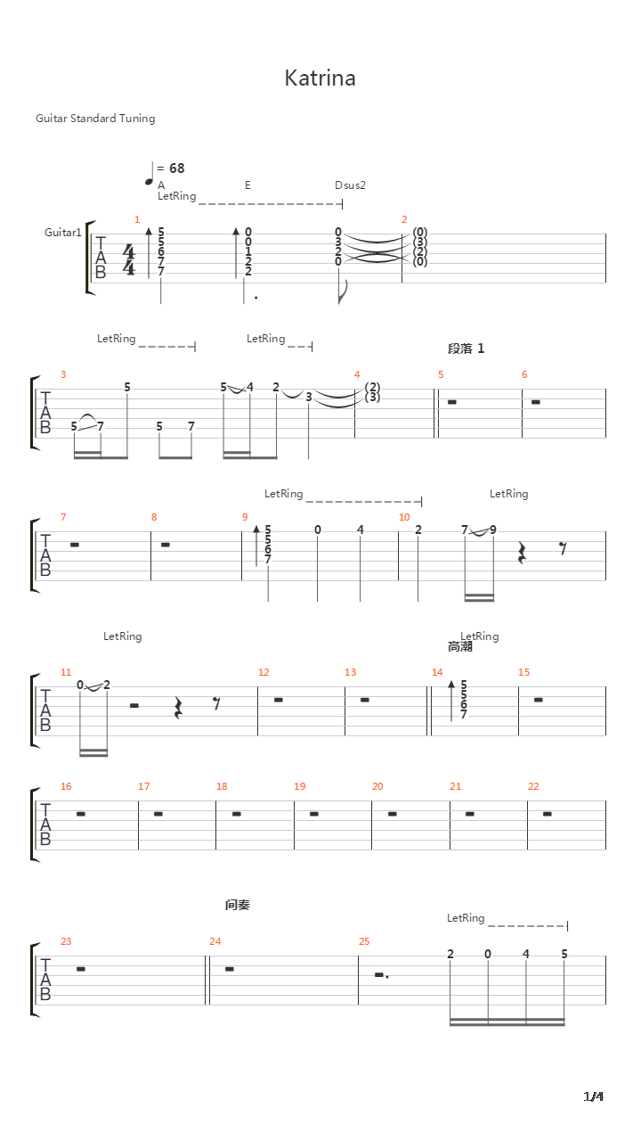 Katrina吉他谱
