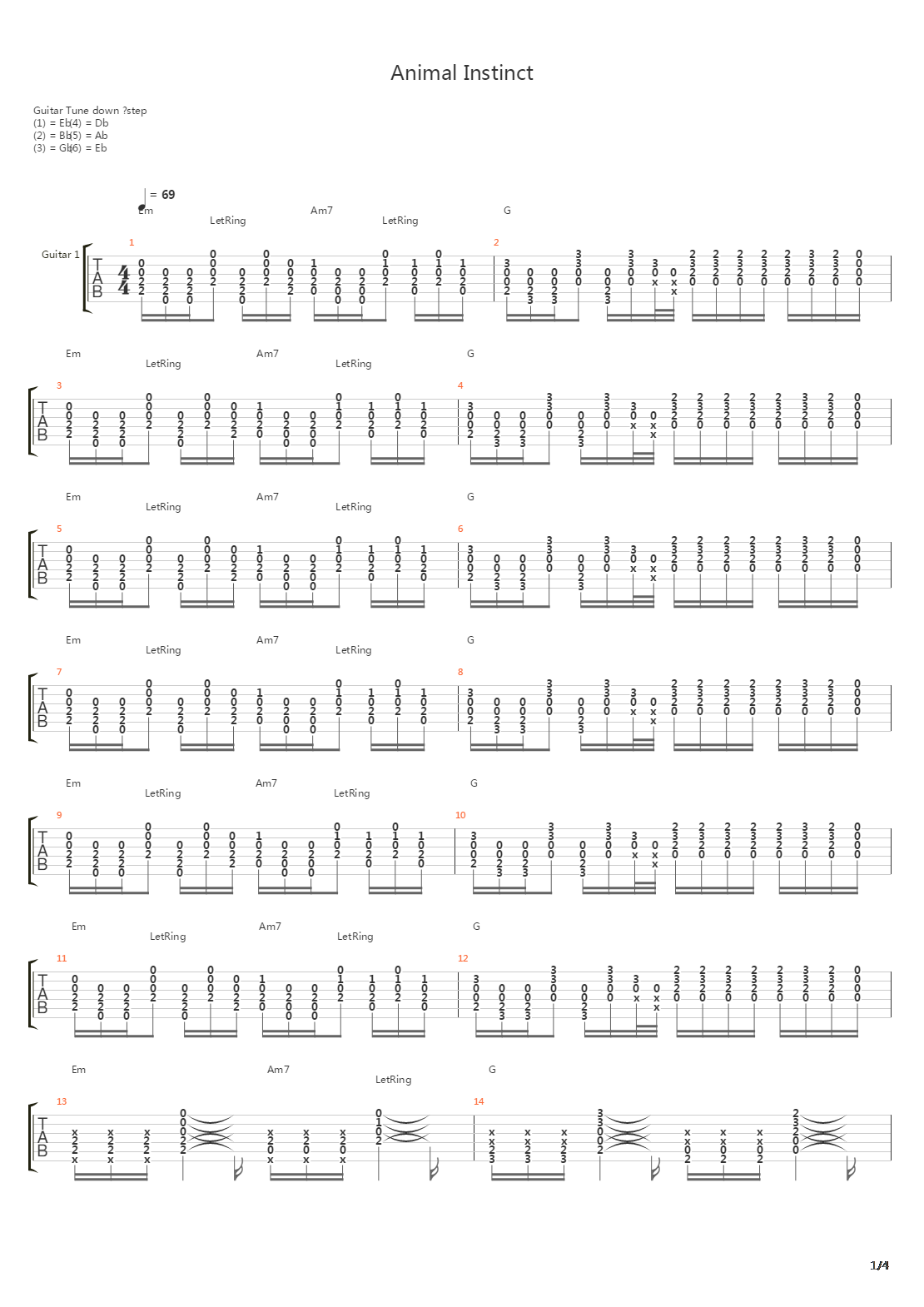 Animal Instinct吉他谱