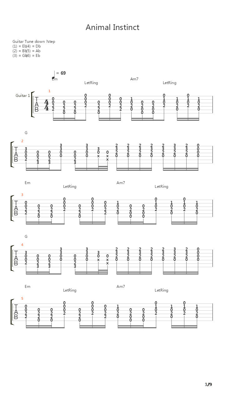 Animal Instinct吉他谱