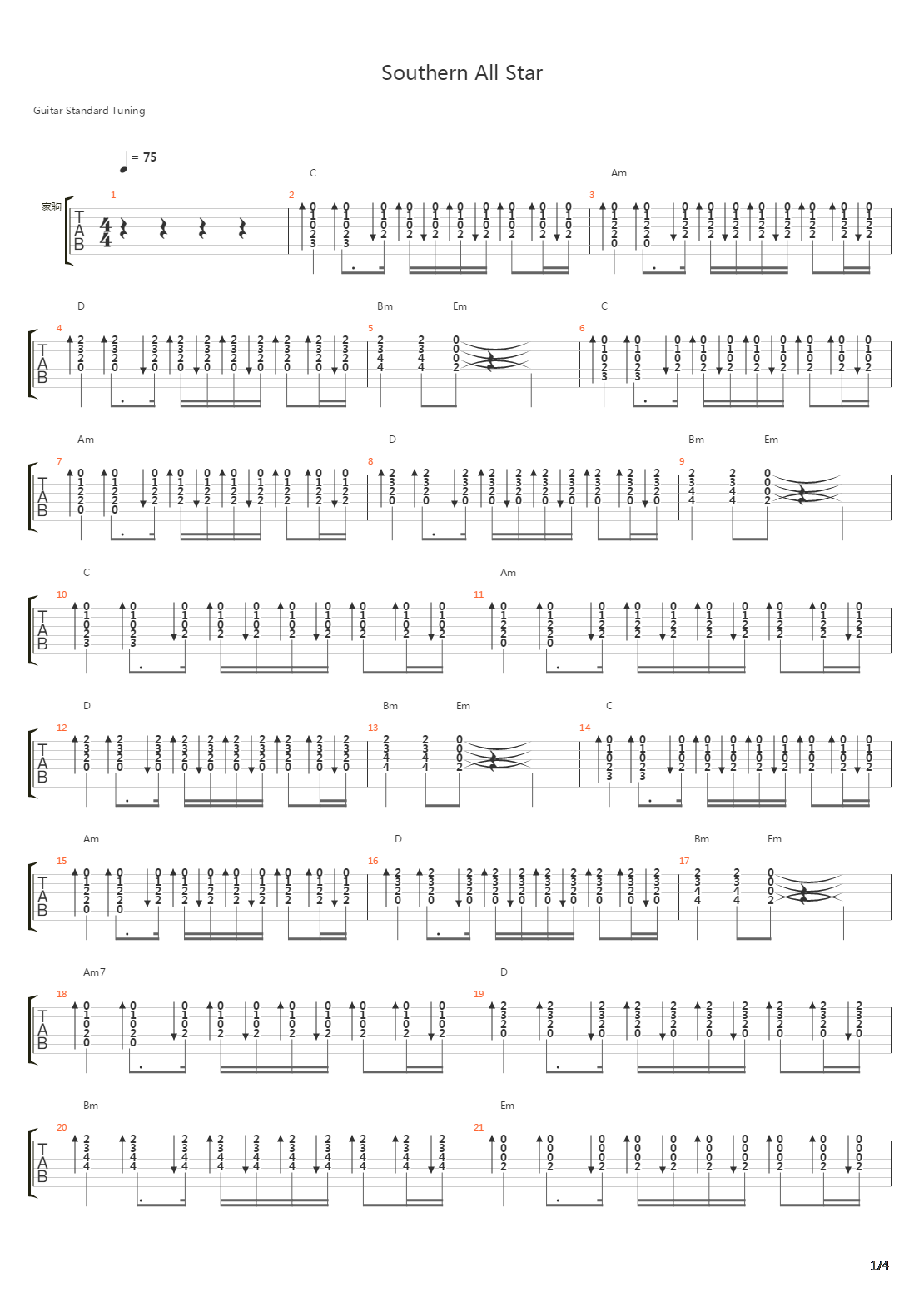 Southern All Star吉他谱