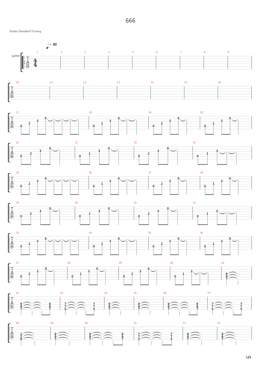 666吉他谱