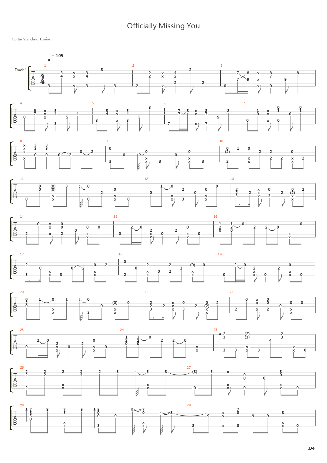 Officially Missing You吉他谱