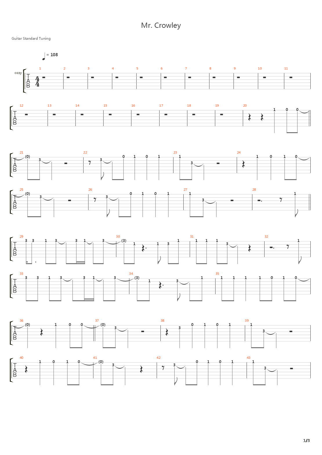 Mr. Crowley吉他谱