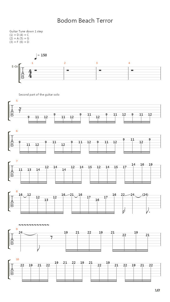 Bodom Beach Terror吉他谱
