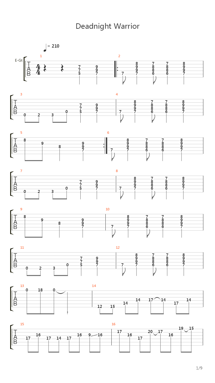 Deadnight Warrior吉他谱