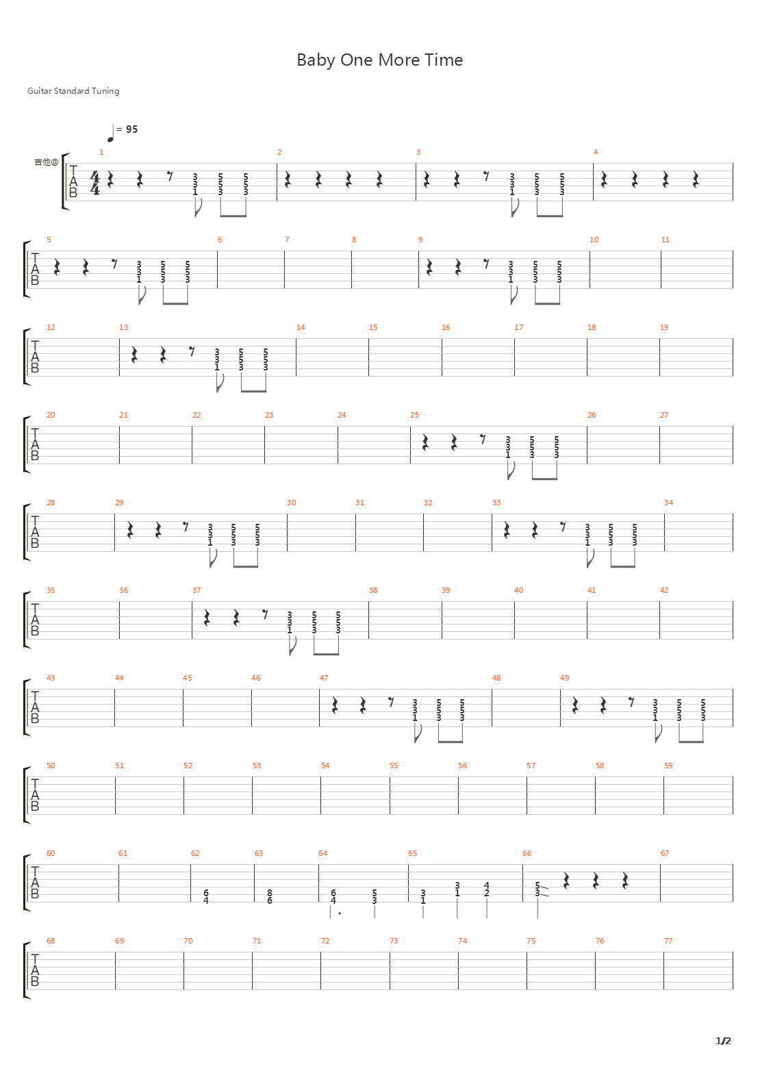 Baby One More Time吉他谱