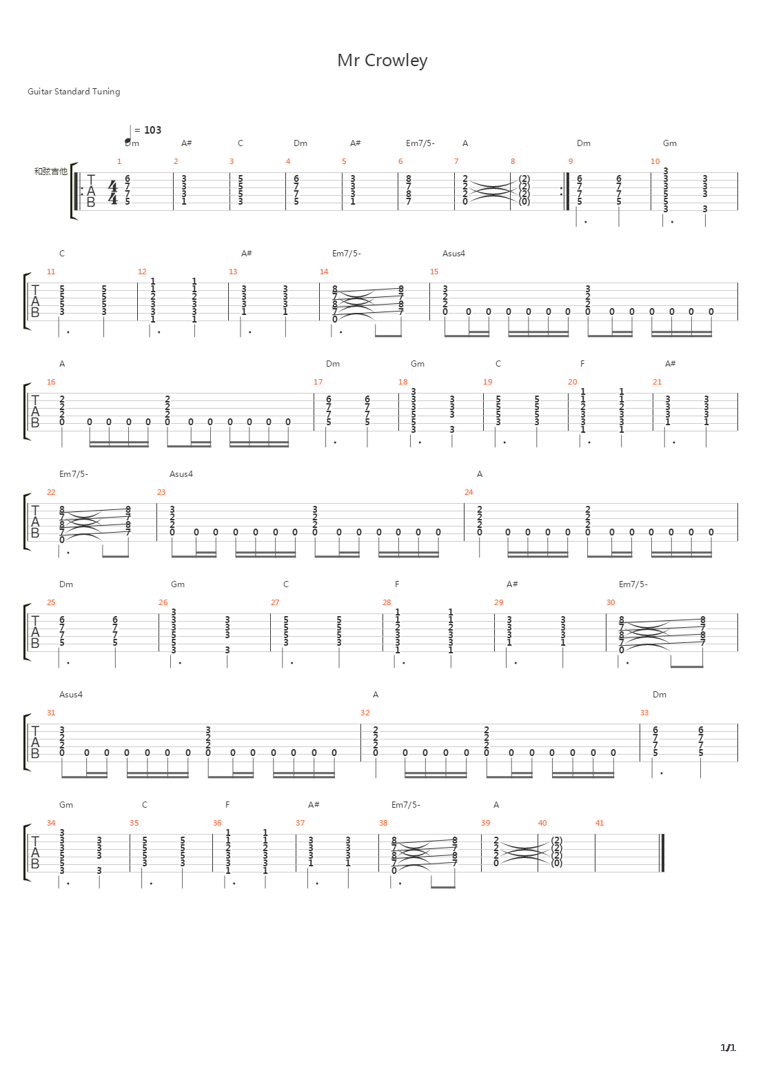 Mr. Crowley吉他谱