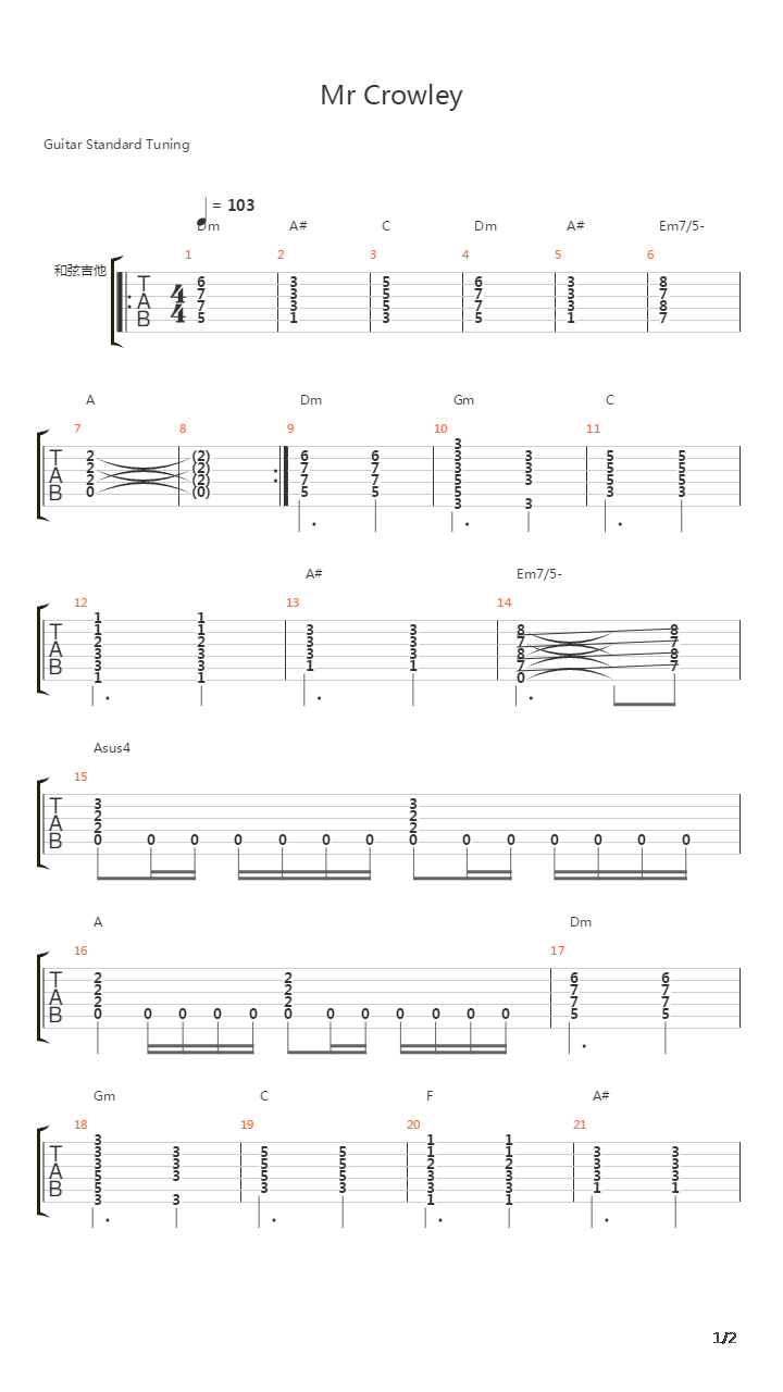 Mr. Crowley吉他谱