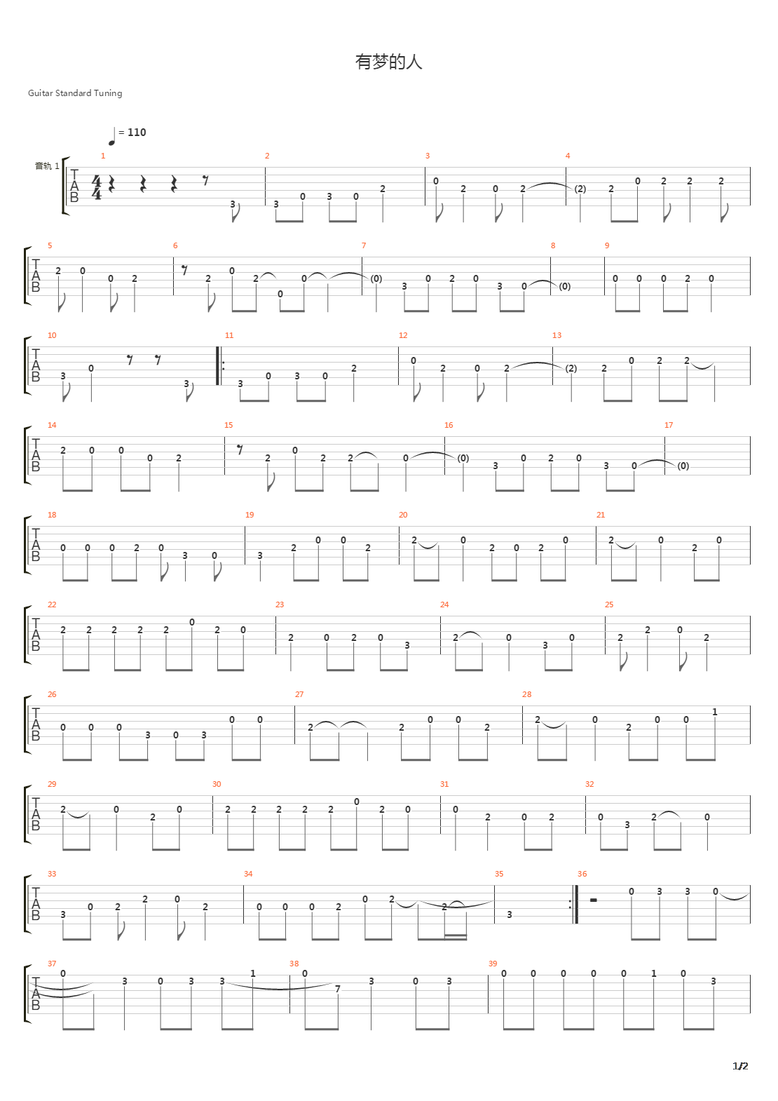 有梦的人吉他谱