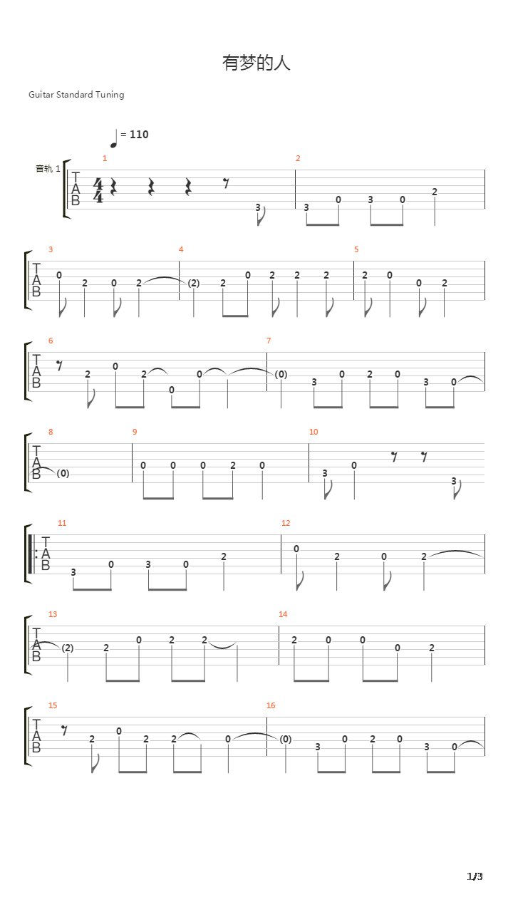 有梦的人吉他谱