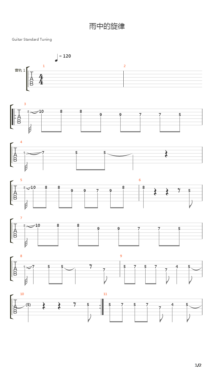 Rhythm of the rain(雨中节奏)吉他谱