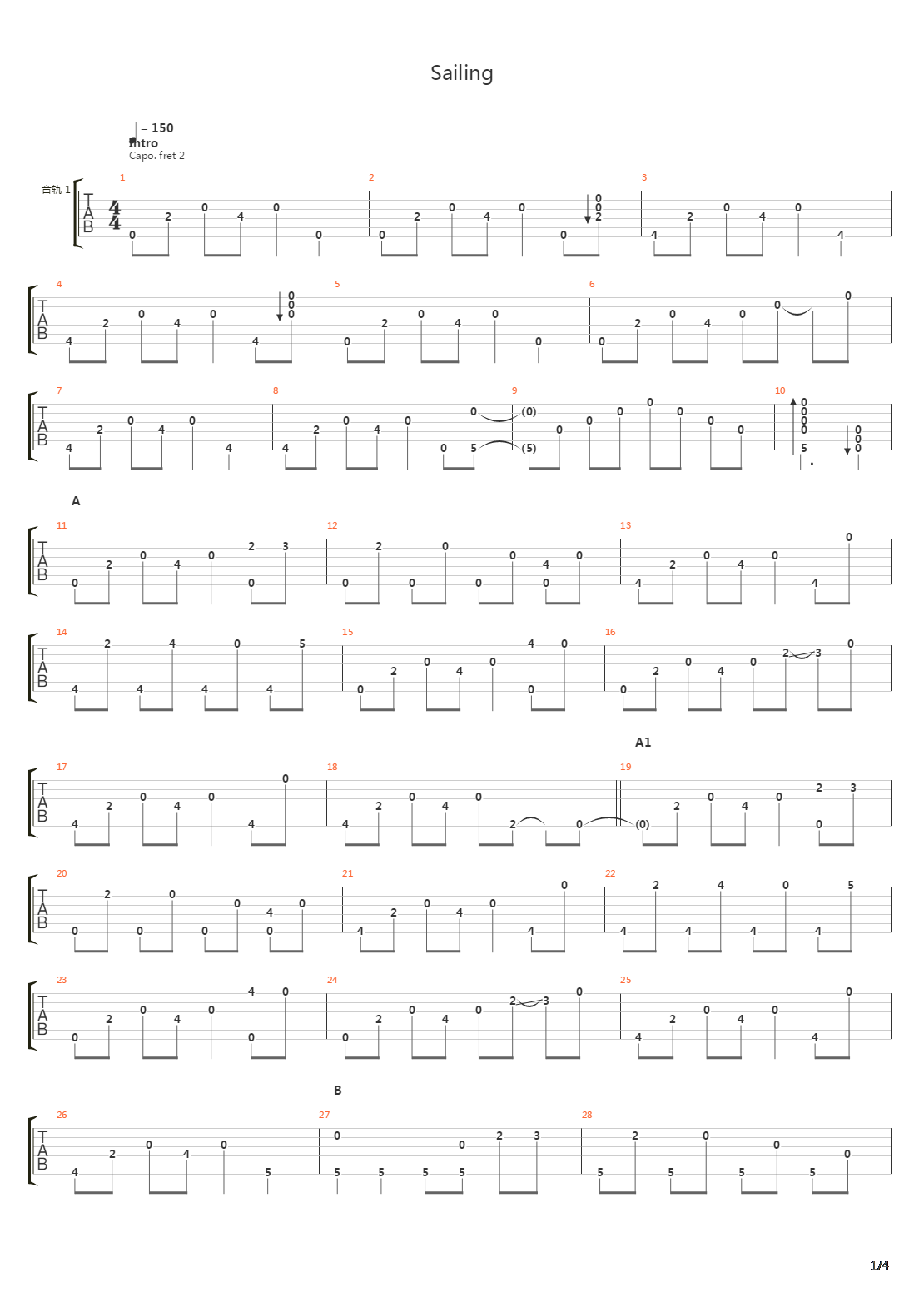 Sailing吉他谱