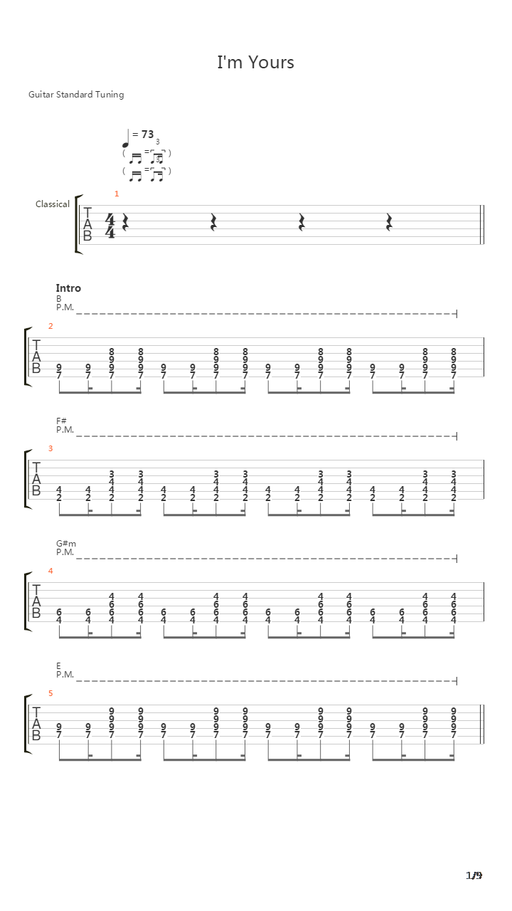 I'm Yours吉他谱