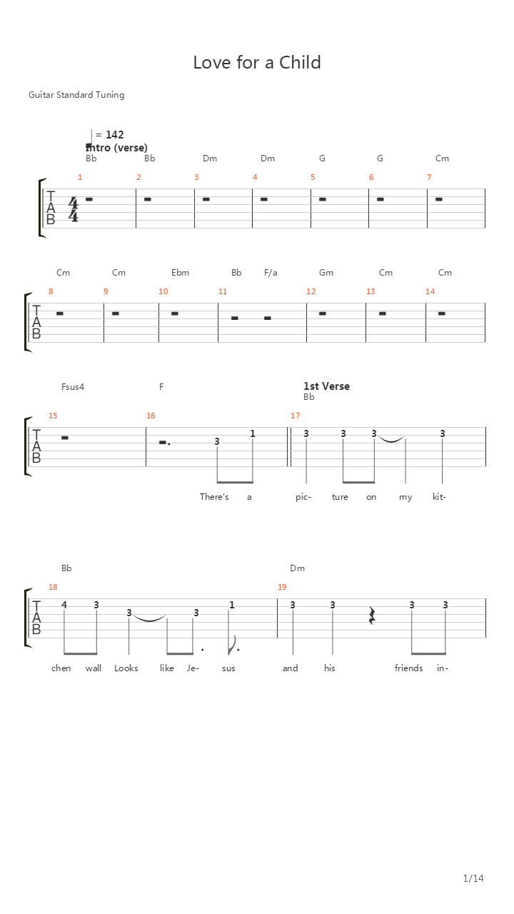 Love For A Child吉他谱