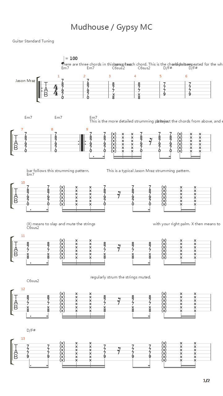 Mudhouse Gypsy Mc吉他谱