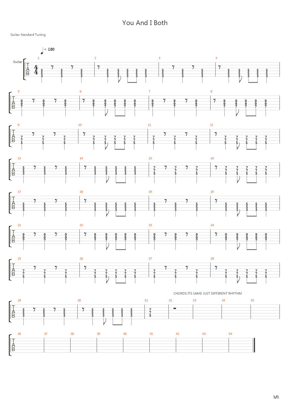You And I Both吉他谱