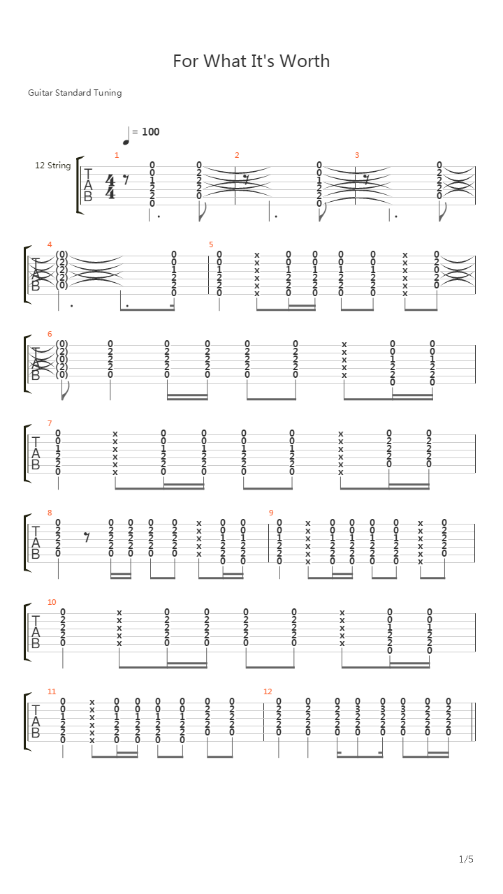 For What It's Worth吉他谱