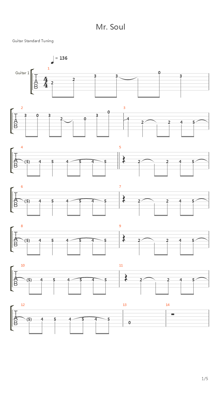 Mr. Soul吉他谱