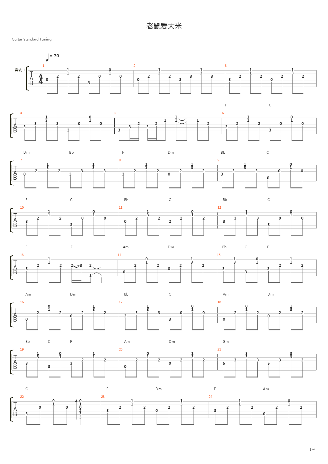 老鼠愛大米吉他譜