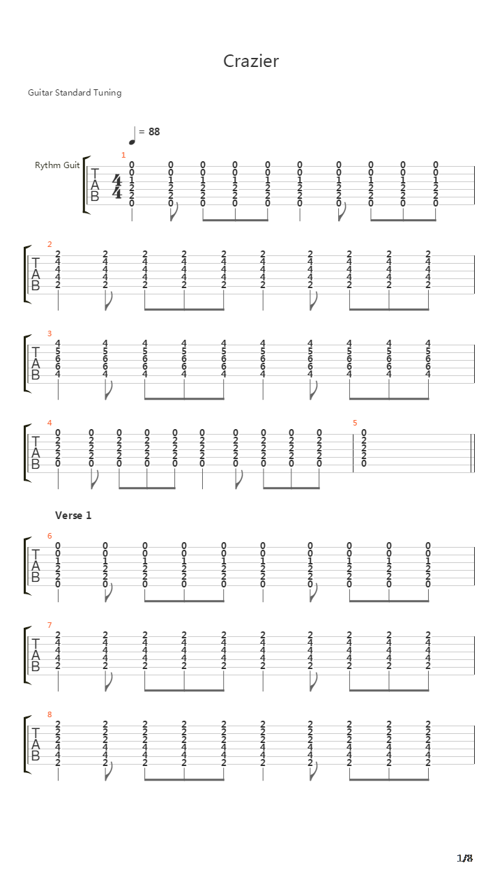Crazier吉他谱