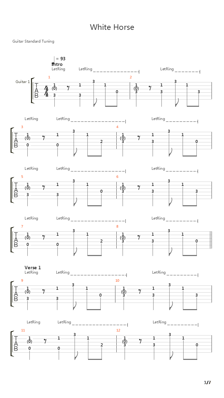 White Horse Acoustic吉他谱