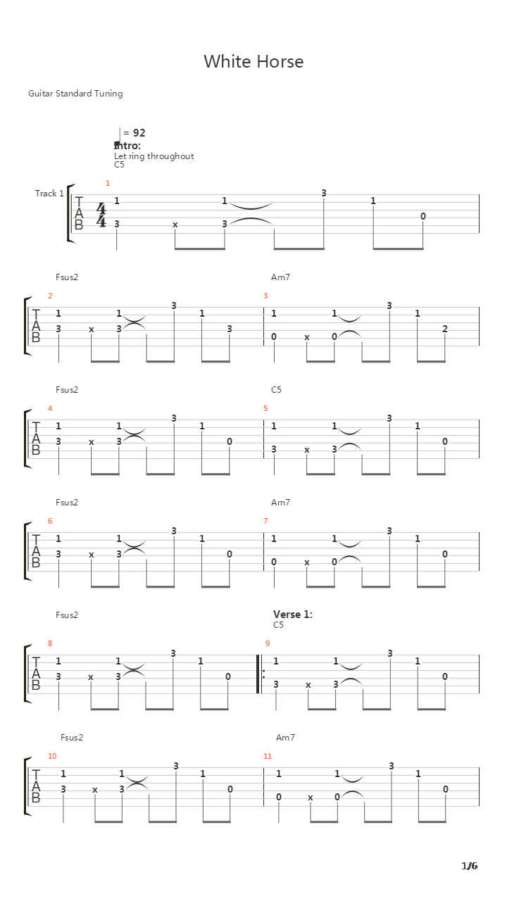 White Horse吉他谱