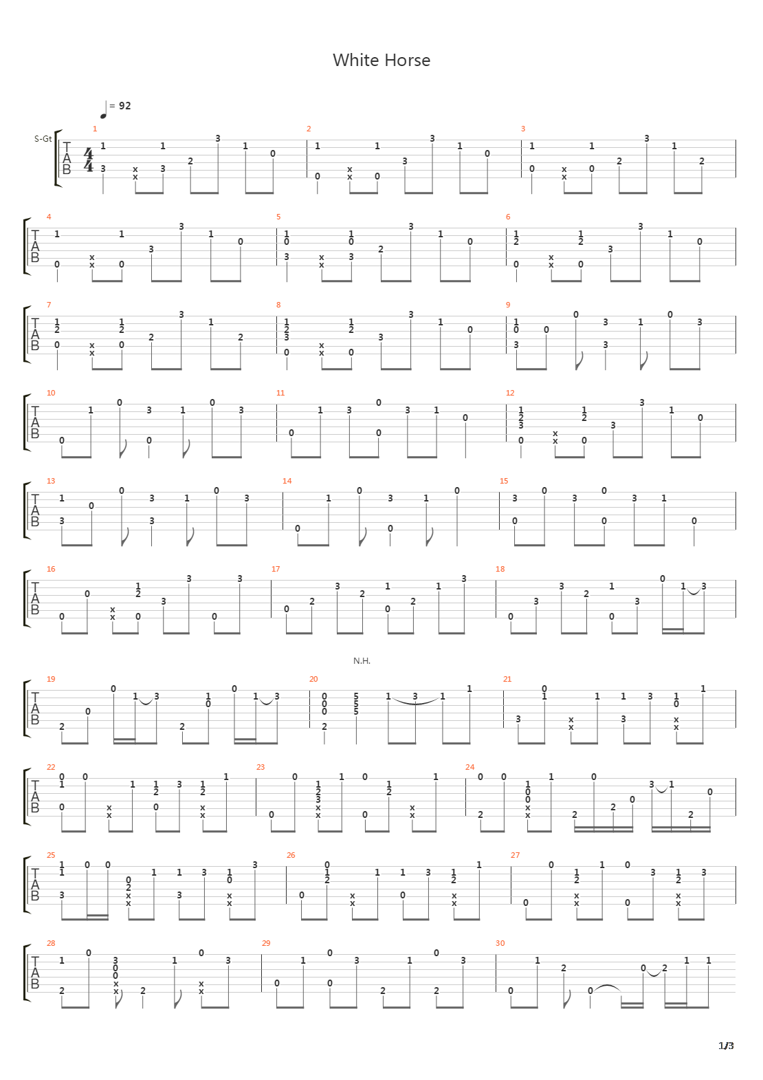 White Horse吉他谱