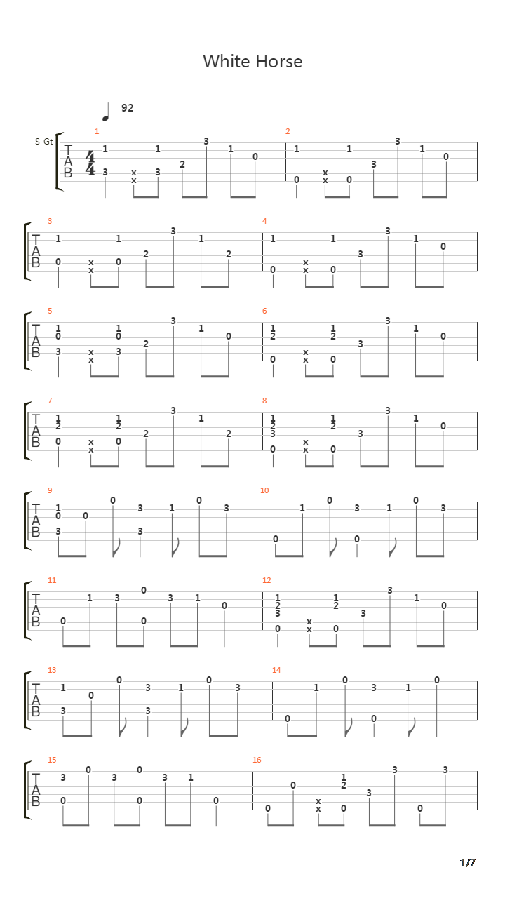 White Horse吉他谱