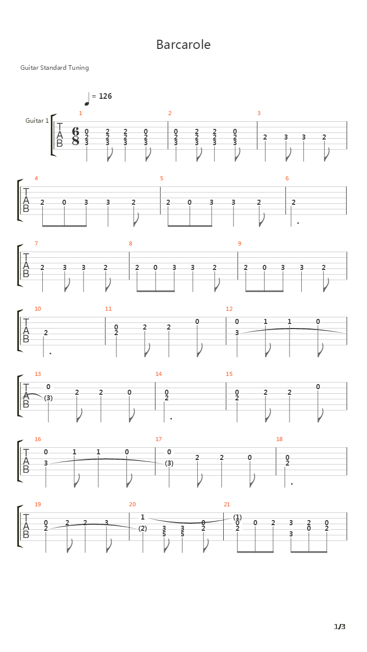 Barcarole吉他谱