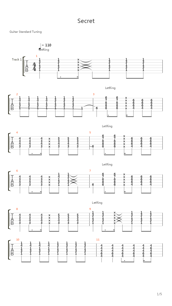Secret吉他谱