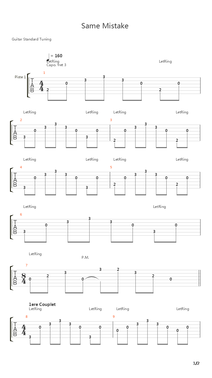 Same Mistake吉他谱