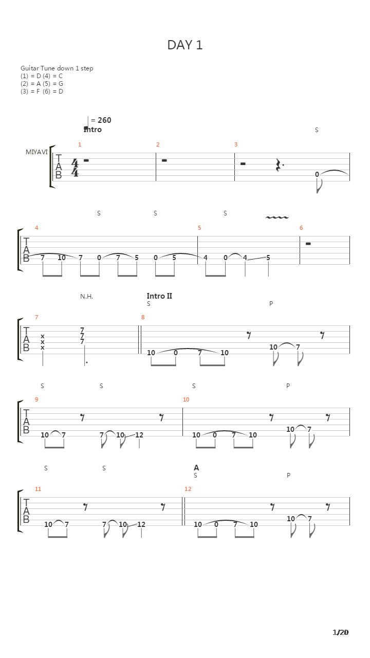 Day 1吉他谱