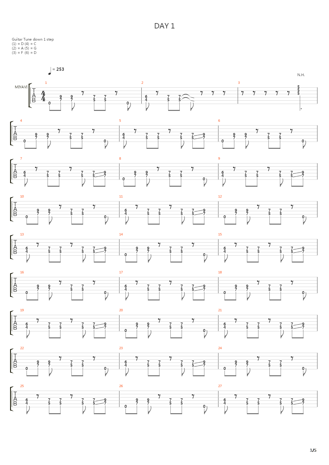 Day 1吉他谱