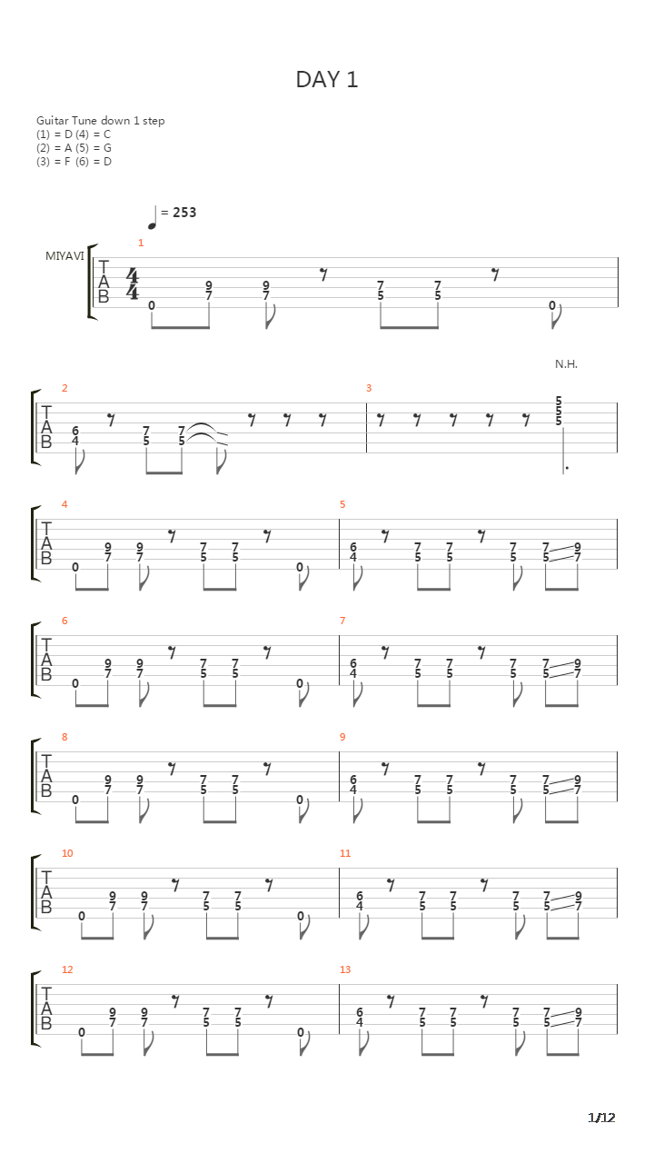 Day 1吉他谱